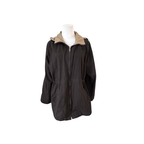 London Fog Black and Tan Trench Coat - Picture 1 of 11